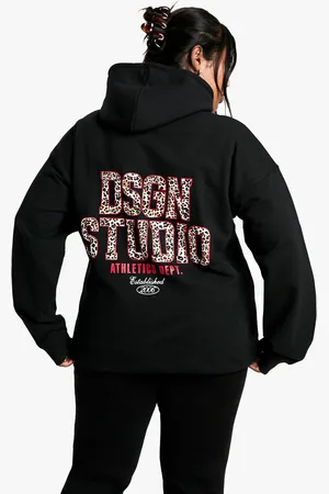 Boohoo Womens Plus Leopard Dsgn Studio Oversized Hoodie - - 12