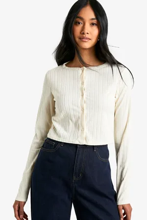 Boohoo Womens Brushed Rib Button Through Cardigan - - 2