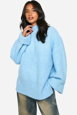 Boohoo Womens Petite Oversized High Neck Knitted Sweater - - S