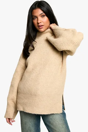 Boohoo Womens Maternity Oversized High Neck Knitted Sweater - - 4
