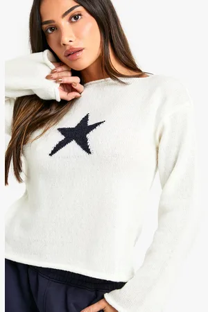 Boohoo Womens Petite Star Turtleneck Knit Sweater - - S