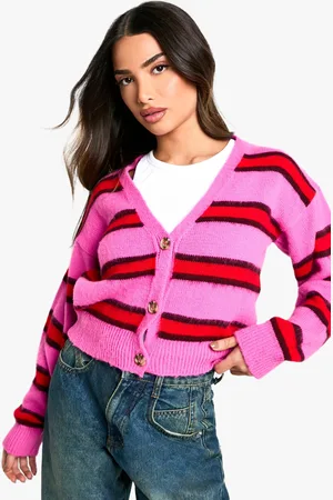 Boohoo Womens Petite Stripe Knitted Cardigan - - 2