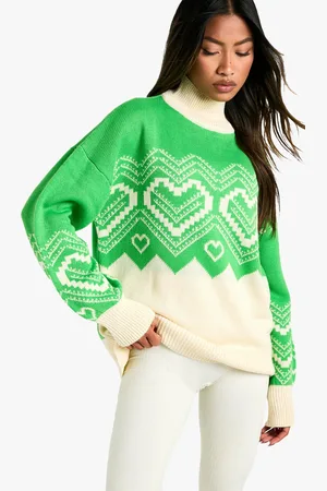 Boohoo Womens Roll Neck Heart And Farislie Sweater - - S