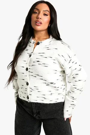 Boohoo Womens Plus Soft Knit Marl Boxy Knitted Cardigan - - 12
