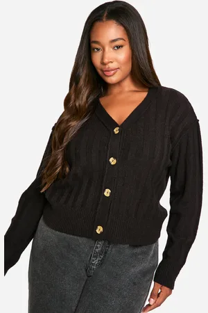 Boohoo Womens Plus Seam Detail Soft Rib Knit Boyfriend Cardigan - - 12