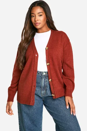 Boohoo Womens Plus Seam Detail Soft Knit Boyfriend Oversized Cardigan - - 12