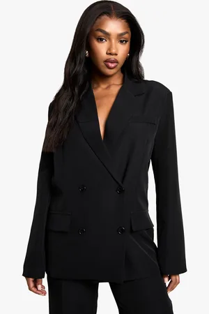 Boohoo Womens Woven Double Breasted Oversized Blazer - - 4