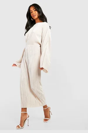 Boohoo Womens Petite Batwing Plisse Midi Dress - - 2