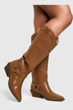 Boohoo Womens Western Style Harness Detail Knee High Boots - - 5