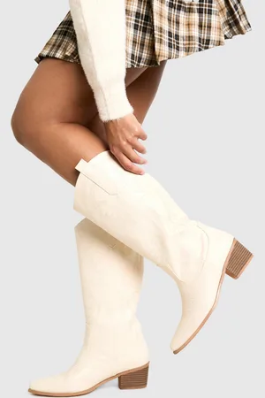 Boohoo Womens Calf Detail Embroidered Western Cowboy Boots - - 5