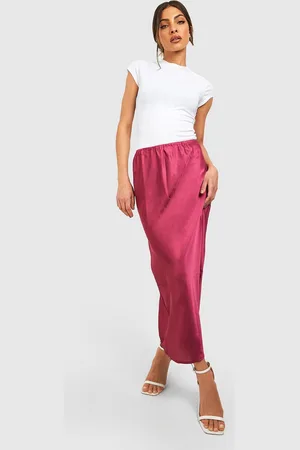 Boohoo Womens Satin Bias Cut Midi Skirt - - 2