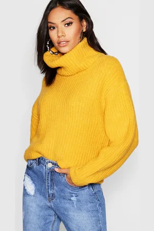 Boohoo Womens Oversized Turtleneck Rib Knitted Sweater - - S