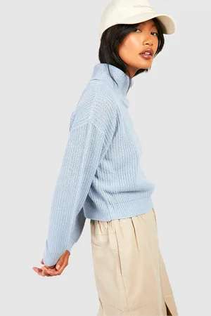 Boohoo Womens Cropped Fisherman Turtleneck Sweater - - S