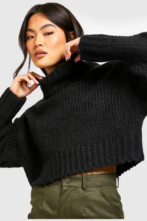Boohoo Womens Chunky Turtleneck Crop Sweater - - S