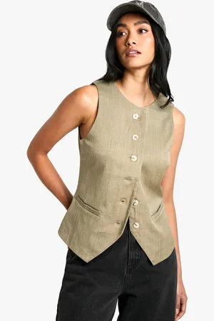 Boohoo Womens Woven Tailored Button Waistcoat - - 4