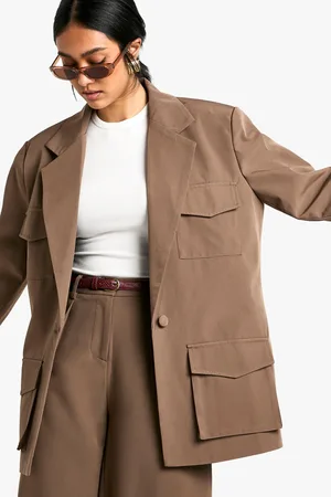 Boohoo Womens Woven Tailored Oversized Pocket Detail Blazer - - 4