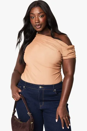 Boohoo Womens Plus Mesh Overlay Ruched One Piece - - 12