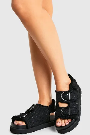 Boohoo Womens Wide Fit Boucle Dad Sandals - - 5