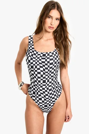 Boohoo Womens Flannelerboard Square Neck Bathing Suit - - 4