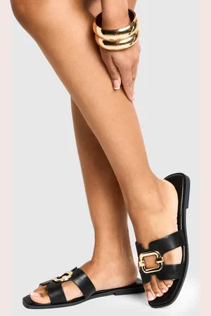 Boohoo Womens Metal Trim Cutout Sandals - - 5