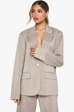 Boohoo Womens Single Breasted Plunge Neckline Oversized Blazer - - 4