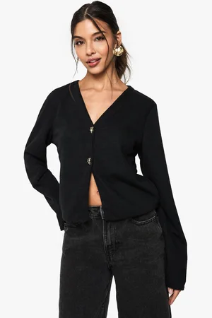 Boohoo Womens Textured Button Front Cardigan - - 2