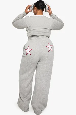 Boohoo Womens Plus Star Icon Wide Leg Jogger - - 12