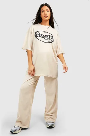 Boohoo Womens Maternity Graphic T-Shirt And Straight Leg Jogger Set - - L