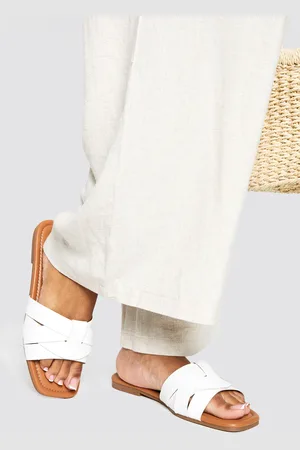 Boohoo Womens Wide Fit Woven Basic Mule Sandals - - 5