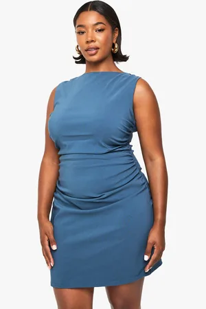 Boohoo Womens Plus Ruched Sleeveless Mini Dress - - 12