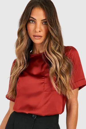 Boohoo Womens Basic Satin Pocket Detail Blouse - - 6
