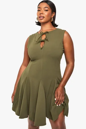 Boohoo Womens Plus Godet Tie Detail Sleeveless Skater Dress - - 12