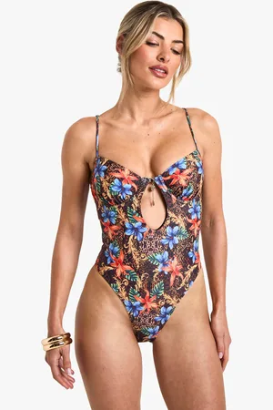 Boohoo Womens Mix Floral Underwire Bathing Suit - - 2