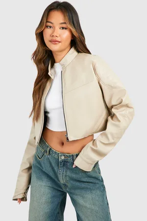 Boohoo Womens Cropped Moto Bomber Jacket - - 4