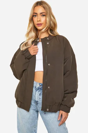 Boohoo Womens Oversized Collar Detail Bomber Jacket - - 4