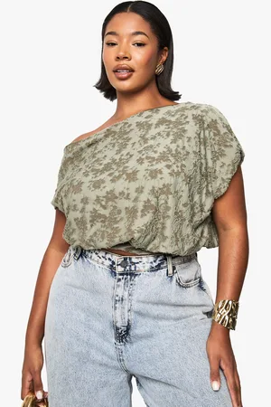 Boohoo Womens Plus Burnout Button Front Top - - 12