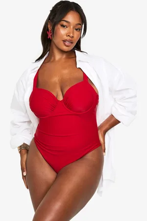 Boohoo Womens Plus Swimwear Essentials Balcony Bathing Suit - - 12
