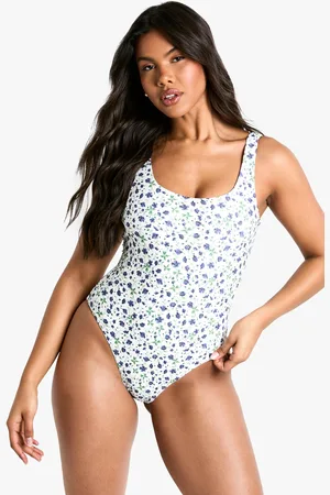 Boohoo Womens Ditsy Floral Square Neck Bathing Suit - - 2