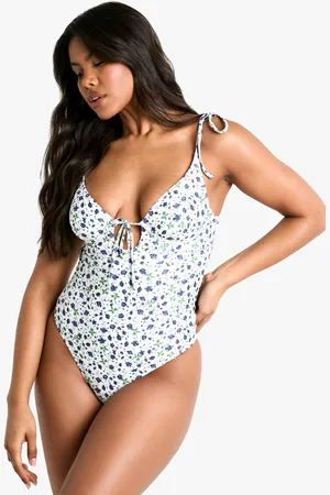 Boohoo Womens Ditsy Floral Underwire Tie Front Bathing Suit - - 2