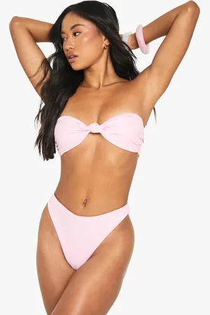 Boohoo Womens Swimwear Essentials Knot Bandeau Bikini Top - - 2