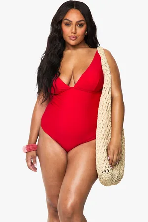 Boohoo Womens Plus Tummy Control Plunge Bathing Suit - - 12