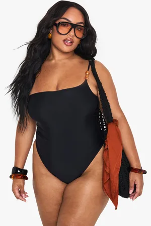 Boohoo Womens Plus Resin Stone One Shoulder Bathing Suit - - 12
