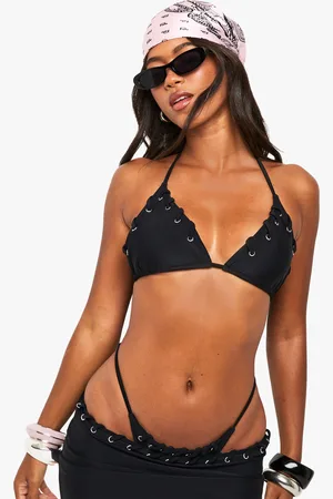 Boohoo Womens Eyelet Detailed Triangle Bikini Top - - 2