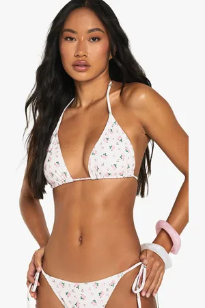 Boohoo Womens Swimwear Essentials Ditsy Floral Triangle Bikini Top - - 2
