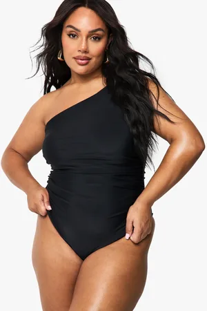 Boohoo Womens Plus Tummy Control One Shoulder Bathing Suit - - 12