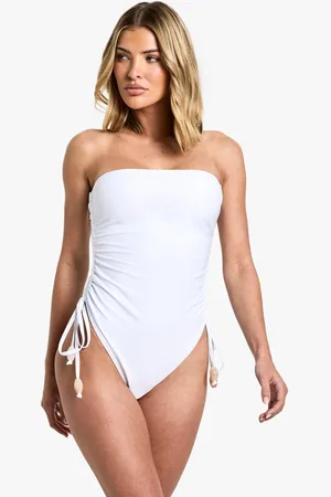 Boohoo Womens Beaded Ruched Bathing Suit - - 2