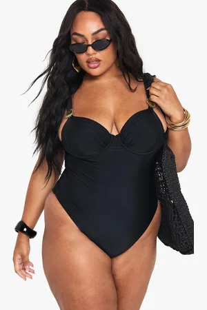 Boohoo Womens Plus Sunshine Trim Balcony Bathing Suit - - 12