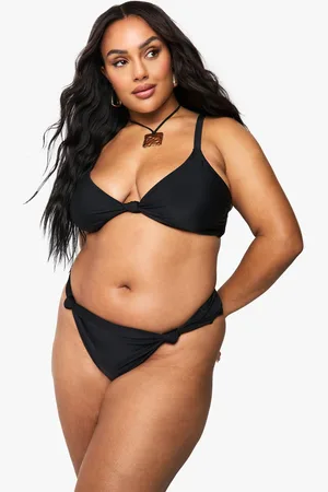 Boohoo Womens Plus Padded Knot Front Detail Bikini Top - - 12