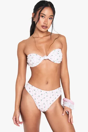 Boohoo Womens Swimwear Essentials Ditsy Floral High Waisted Bikini Bottoms - - 2