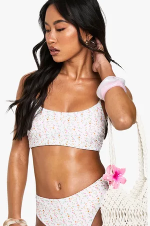 Boohoo Womens Reversible Ditsy Floral Scoop Neck Bikini Top - - 2